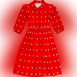 Red Dress with Cute White Hearts All Around ❤️